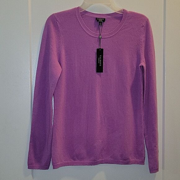 Talbots Pure Cashmere Crewneck Pullover Sweater Small NWT Purple - Picture 2 of 8